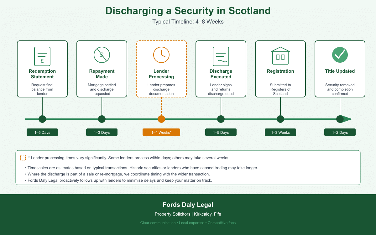 How long does it take to discharge a security in Scotland