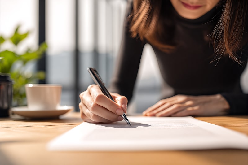 Legally binding separation agreement document being signed in Scotland